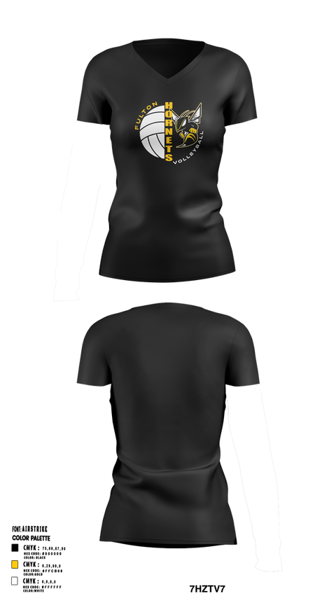 Womens Short Sleeve Vneck Shirt, Fulton Hornets Volleyball, Women's Volleyball, Teamtime, Team time, sublimation, custom sports apparel, team uniforms, spirit wear, spiritwear, sports uniforms, custom shirts, team store, custom team store, fundraiser sports, apparel fundraiser