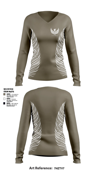 Womens Long Sleeve Vneck Shirt, HHB 5-7 ADA, Army, Teamtime, Team time, sublimation, custom sports apparel, team uniforms, spirit wear, spiritwear, sports uniforms, custom shirts, team store, custom team store, fundraiser sports, apparel fundraiser