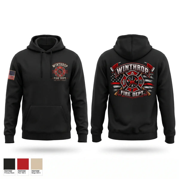 Hoodie, Winthrop Fire Department, Fire Department, Teamtime, Team time, sublimation, custom sports apparel, team uniforms, spirit wear, spiritwear, sports uniforms, custom shirts, team store, custom team store, fundraiser sports, apparel fundraiser