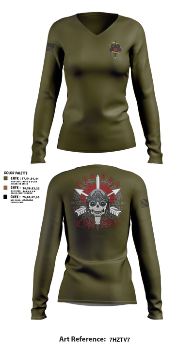 CDA 263 86429652 Women's Long Sleeve V-neck Shirt - 105