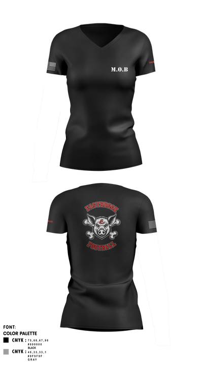 Eastbrook Football 93243823 Women's Short Sleeve V-neck Shirt - 6