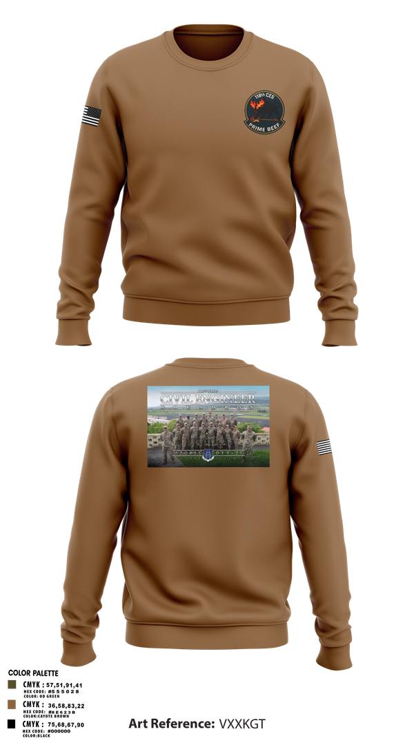 Crew Neck Sweatshirt, 118th CES, Air Force, Teamtime, Team time, sublimation, custom sports apparel, team uniforms, spirit wear, spiritwear, sports uniforms, custom shirts, team store, custom team store, fundraiser sports, apparel fundraiser