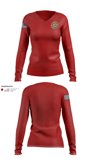 Womens Long Sleeve Vneck Shirt, Cherrydale Volunteer Fire Department, , Teamtime, Team time, sublimation, custom sports apparel, team uniforms, spirit wear, spiritwear, sports uniforms, custom shirts, team store, custom team store, fundraiser sports, apparel fundraiser
