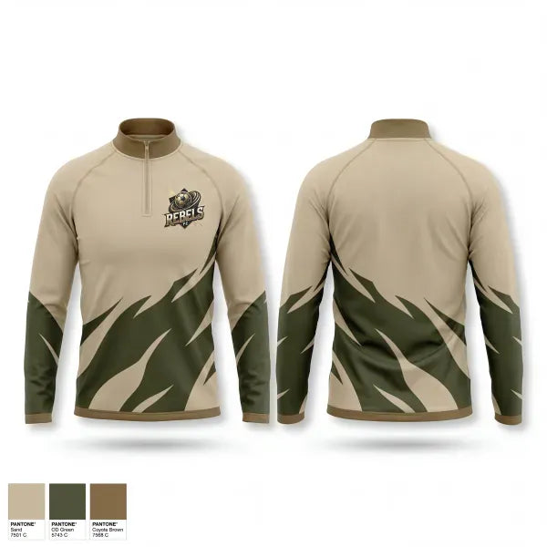 Quarter Zip Jacket, Rebels FC, Men's Soccer, Teamtime, Team time, sublimation, custom sports apparel, team uniforms, spirit wear, spiritwear, sports uniforms, custom shirts, team store, custom team store, fundraiser sports, apparel fundraiser
