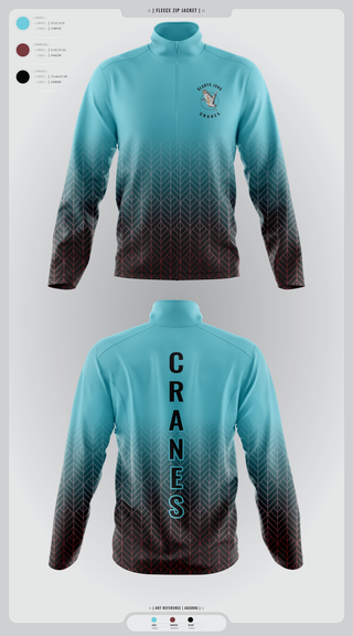 Fleece Jacket, Cranes, Spirit Store, Teamtime, Team time, sublimation, custom sports apparel, team uniforms, spirit wear, spiritwear, sports uniforms, custom shirts, team store, custom team store, fundraiser sports, apparel fundraiser