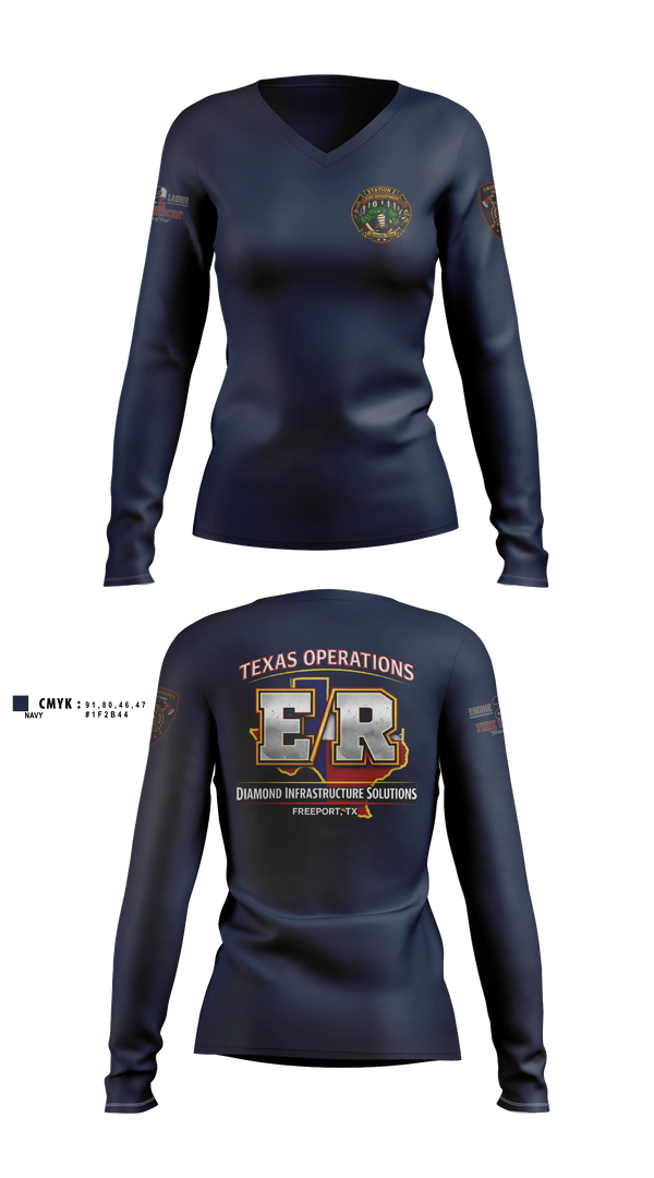 Womens Long Sleeve Vneck Shirt, Station 2, Fire Department, Teamtime, Team time, sublimation, custom sports apparel, team uniforms, spirit wear, spiritwear, sports uniforms, custom shirts, team store, custom team store, fundraiser sports, apparel fundraiser