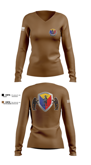 Womens Long Sleeve Vneck Shirt, Camp Crowder HHC, , Teamtime, Team time, sublimation, custom sports apparel, team uniforms, spirit wear, spiritwear, sports uniforms, custom shirts, team store, custom team store, fundraiser sports, apparel fundraiser