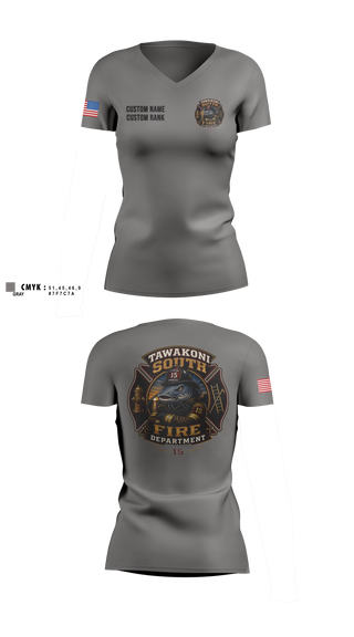 Womens Short Sleeve Vneck Shirt, Tawakoni South Volunteer Fire Department, Fire Department, Teamtime, Team time, sublimation, custom sports apparel, team uniforms, spirit wear, spiritwear, sports uniforms, custom shirts, team store, custom team store, fundraiser sports, apparel fundraiser