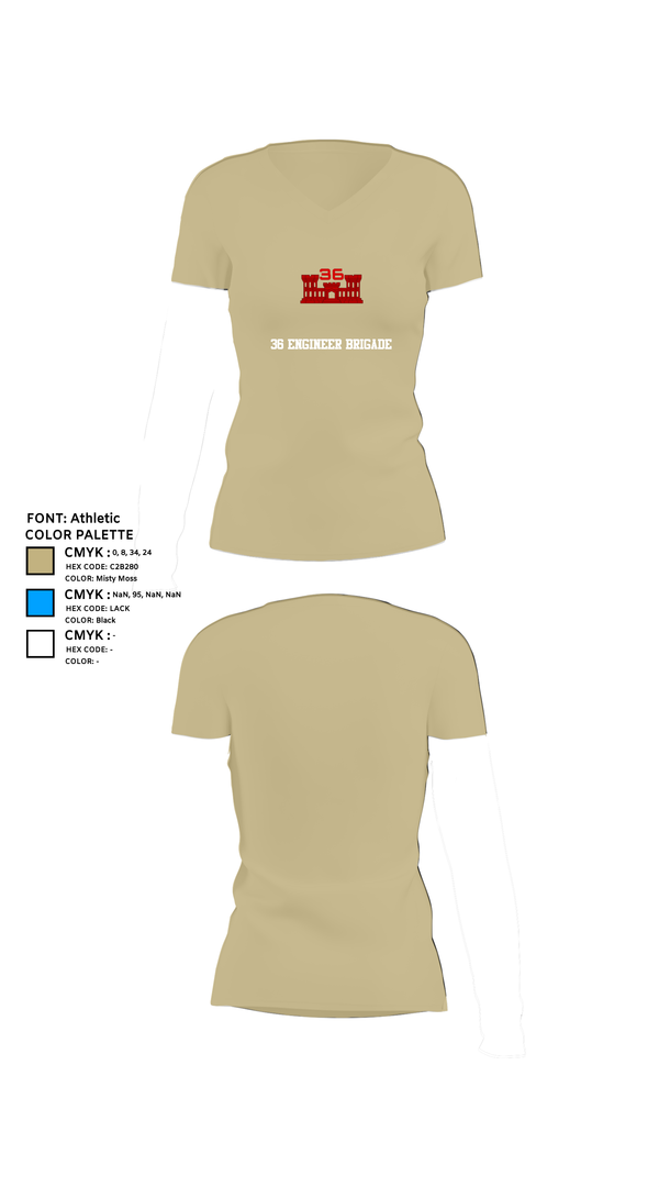 Womens Short Sleeve Vneck Shirt, 36 Engineer Brigade, Army, Teamtime, Team time, sublimation, custom sports apparel, team uniforms, spirit wear, spiritwear, sports uniforms, custom shirts, team store, custom team store, fundraiser sports, apparel fundraiser