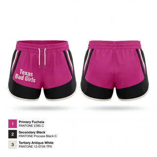 Womens Shorts, Texas Bad Girls, Women's Basketball, Teamtime, Team time, sublimation, custom sports apparel, team uniforms, spirit wear, spiritwear, sports uniforms, custom shirts, team store, custom team store, fundraiser sports, apparel fundraiser