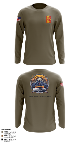 Long Sleeve Performance Shirt, Honey Badgers / 30X, Army, Teamtime, Team time, sublimation, custom sports apparel, team uniforms, spirit wear, spiritwear, sports uniforms, custom shirts, team store, custom team store, fundraiser sports, apparel fundraiser