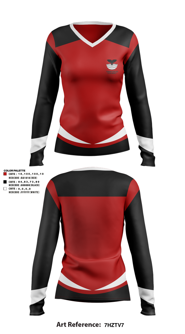 Womens Long Sleeve Vneck Shirt, Pierson Whalers Field Hockey, Field Hockey, Teamtime, Team time, sublimation, custom sports apparel, team uniforms, spirit wear, spiritwear, sports uniforms, custom shirts, team store, custom team store, fundraiser sports, apparel fundraiser