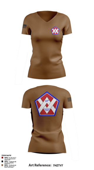 Womens Short Sleeve Vneck Shirt, 55th Sustainment Brigade, , Teamtime, Team time, sublimation, custom sports apparel, team uniforms, spirit wear, spiritwear, sports uniforms, custom shirts, team store, custom team store, fundraiser sports, apparel fundraiser
