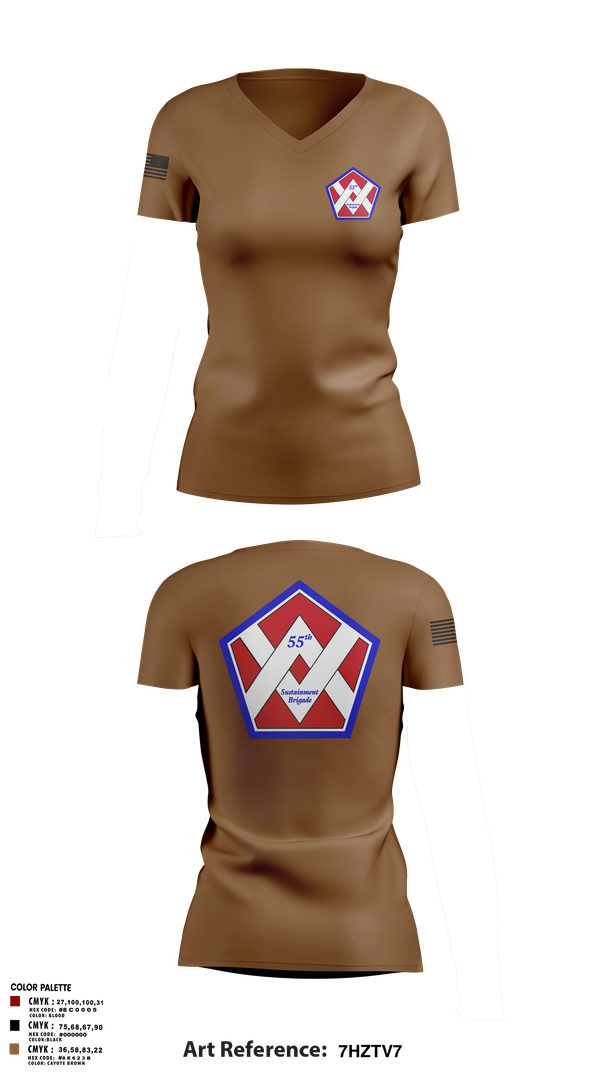 Womens Short Sleeve Vneck Shirt, 55th Sustainment Brigade, , Teamtime, Team time, sublimation, custom sports apparel, team uniforms, spirit wear, spiritwear, sports uniforms, custom shirts, team store, custom team store, fundraiser sports, apparel fundraiser