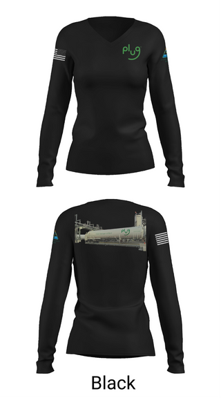 Womens Long Sleeve Vneck Shirt, Plug Green Hydrogen, , Teamtime, Team time, sublimation, custom sports apparel, team uniforms, spirit wear, spiritwear, sports uniforms, custom shirts, team store, custom team store, fundraiser sports, apparel fundraiser