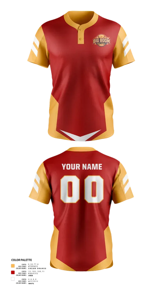 Two Button Softball Jersey, Big Boom, Softball, Teamtime, Team time, sublimation, custom sports apparel, team uniforms, spirit wear, spiritwear, sports uniforms, custom shirts, team store, custom team store, fundraiser sports, apparel fundraiser