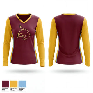 Womens Long Sleeve Vneck Shirt, Explorer Bobcats, Men's Basketball, Teamtime, Team time, sublimation, custom sports apparel, team uniforms, spirit wear, spiritwear, sports uniforms, custom shirts, team store, custom team store, fundraiser sports, apparel fundraiser