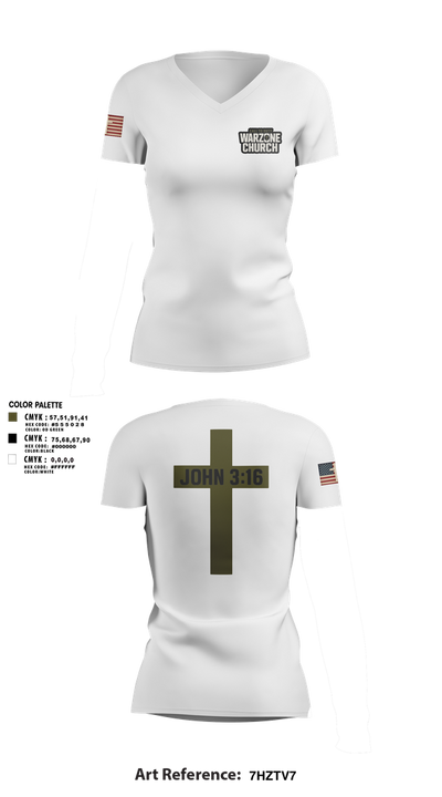 Warzone Church 33151394 Women's Short Sleeve V-neck Shirt - 2