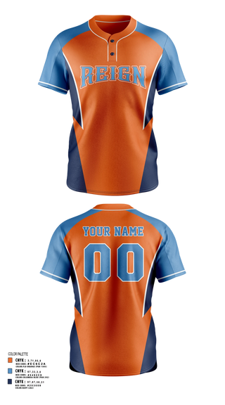 Two Button Softball Jersey, NoVA Reign Fastipitch, Softball, Teamtime, Team time, sublimation, custom sports apparel, team uniforms, spirit wear, spiritwear, sports uniforms, custom shirts, team store, custom team store, fundraiser sports, apparel fundraiser