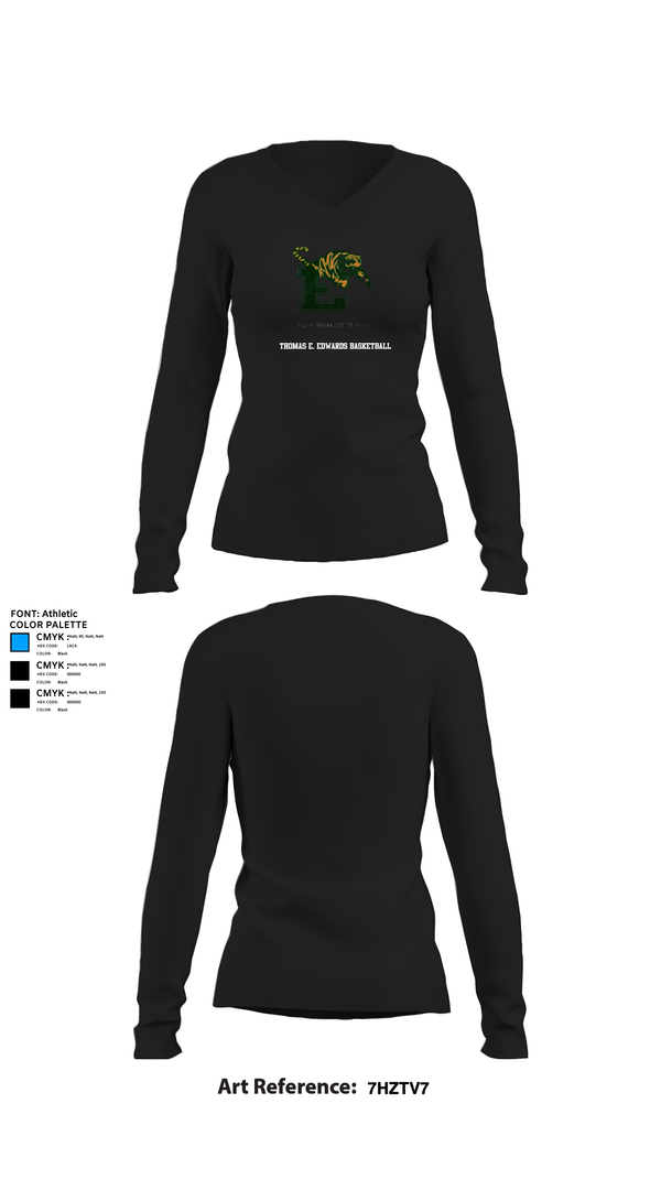 Womens Long Sleeve Vneck Shirt, Thomas E. Edwards Basketball, Men's Basketball, Teamtime, Team time, sublimation, custom sports apparel, team uniforms, spirit wear, spiritwear, sports uniforms, custom shirts, team store, custom team store, fundraiser sports, apparel fundraiser