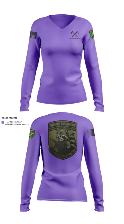486th Civil Affairs Battalion Women's Long Sleeve V-neck Shirt - 22