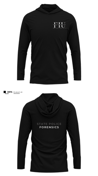 Long Sleeve Performance Shirt with hood, FORENSIC IDENTIFICATION UNIT, Police, Teamtime, Team time, sublimation, custom sports apparel, team uniforms, spirit wear, spiritwear, sports uniforms, custom shirts, team store, custom team store, fundraiser sports, apparel fundraiser