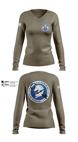 Womens Long Sleeve Vneck Shirt, 312th Military Intelligence Battalion, , Teamtime, Team time, sublimation, custom sports apparel, team uniforms, spirit wear, spiritwear, sports uniforms, custom shirts, team store, custom team store, fundraiser sports, apparel fundraiser