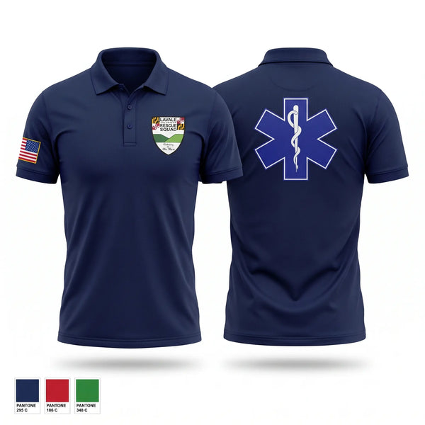 Short Sleeve Performance Polo, Lavale volunteer rescue squad, EMS/EMT, Teamtime, Team time, sublimation, custom sports apparel, team uniforms, spirit wear, spiritwear, sports uniforms, custom shirts, team store, custom team store, fundraiser sports, apparel fundraiser