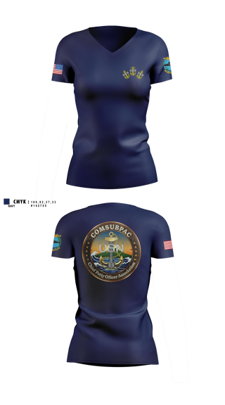 Womens Short Sleeve Vneck Shirt, COMSUBPAC CPOA, Navy, Teamtime, Team time, sublimation, custom sports apparel, team uniforms, spirit wear, spiritwear, sports uniforms, custom shirts, team store, custom team store, fundraiser sports, apparel fundraiser