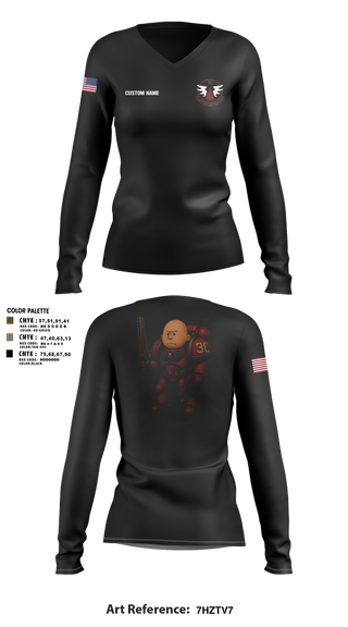 Womens Long Sleeve Vneck Shirt, CCo, 1-508PIR (OG), Army, Teamtime, Team time, sublimation, custom sports apparel, team uniforms, spirit wear, spiritwear, sports uniforms, custom shirts, team store, custom team store, fundraiser sports, apparel fundraiser