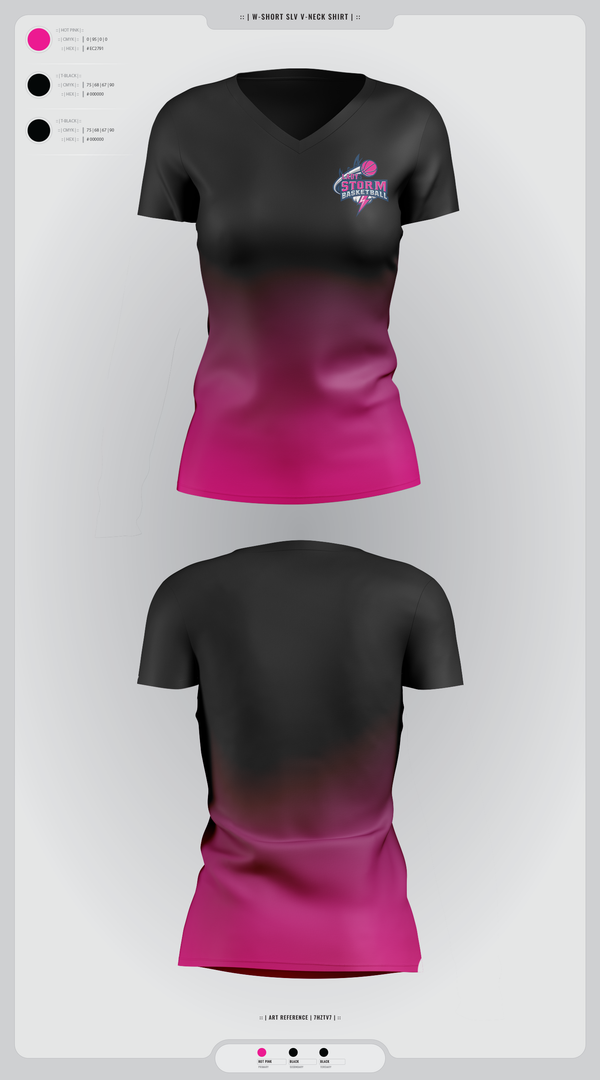Womens Short Sleeve Vneck Shirt, Lady Storm, Women's Basketball, Teamtime, Team time, sublimation, custom sports apparel, team uniforms, spirit wear, spiritwear, sports uniforms, custom shirts, team store, custom team store, fundraiser sports, apparel fundraiser