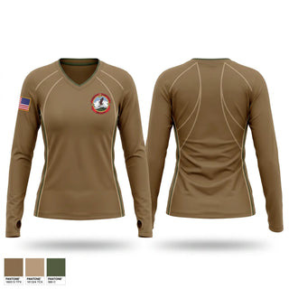 Womens Long Sleeve Vneck Shirt, Lima Co. 3rd Bat. 2nd Mar. Div., Marines, Teamtime, Team time, sublimation, custom sports apparel, team uniforms, spirit wear, spiritwear, sports uniforms, custom shirts, team store, custom team store, fundraiser sports, apparel fundraiser