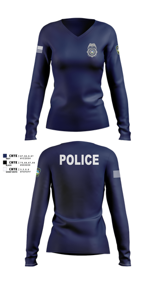 Womens Long Sleeve Vneck Shirt, Colorado Springs Police Department, Police, Teamtime, Team time, sublimation, custom sports apparel, team uniforms, spirit wear, spiritwear, sports uniforms, custom shirts, team store, custom team store, fundraiser sports, apparel fundraiser