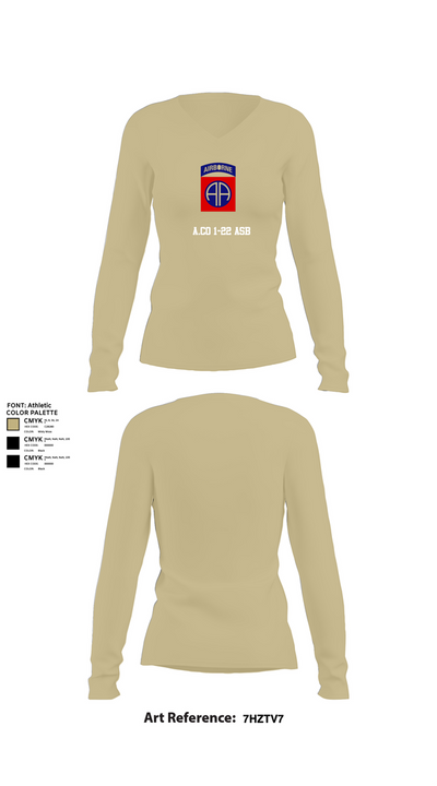 A.Co 1-22 ASB 36060653 Women's Long Sleeve V-neck Shirt - 82