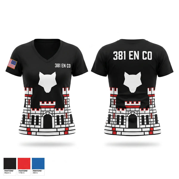 Womens Short Sleeve Vneck Shirt, 381 EN CO, Army, Teamtime, Team time, sublimation, custom sports apparel, team uniforms, spirit wear, spiritwear, sports uniforms, custom shirts, team store, custom team store, fundraiser sports, apparel fundraiser