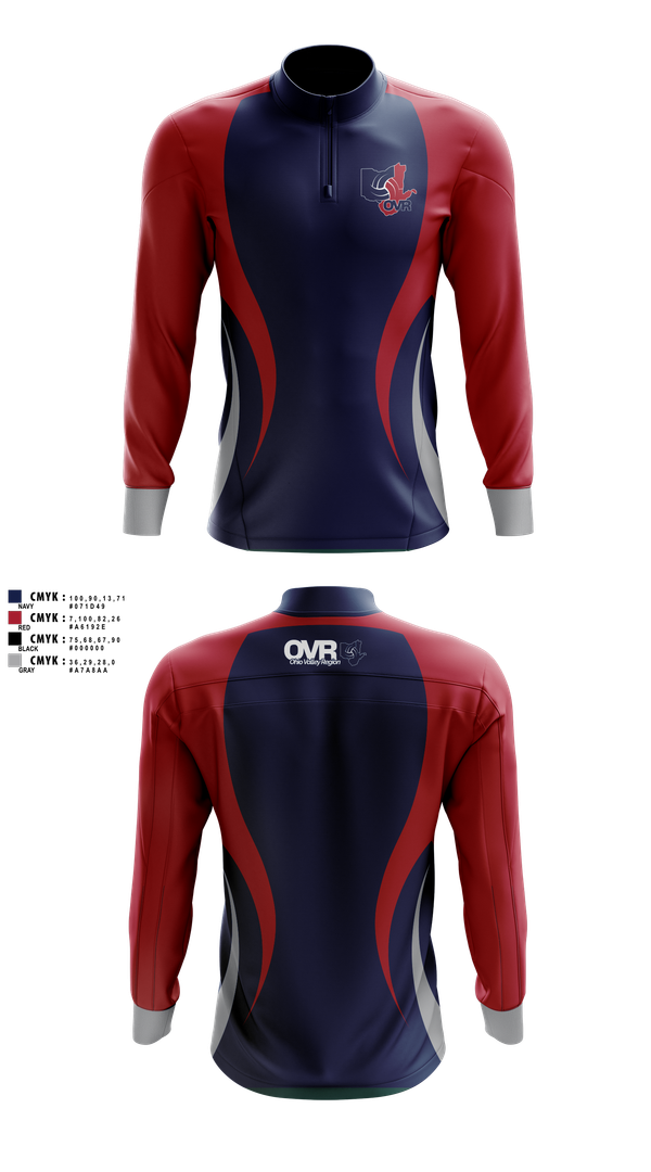 Quarter Zip Jacket, Ohio Valley Region Volleyball, Women's Volleyball, Teamtime, Team time, sublimation, custom sports apparel, team uniforms, spirit wear, spiritwear, sports uniforms, custom shirts, team store, custom team store, fundraiser sports, apparel fundraiser