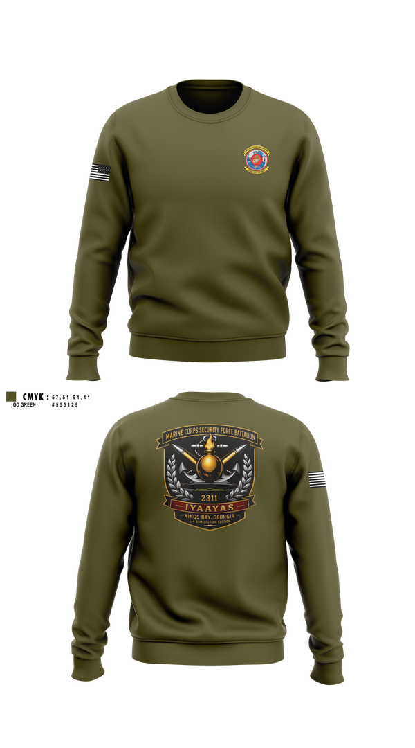 Crew Neck Sweatshirt, Marine Corps Security Force Battalion Kings Bay, Marines, Teamtime, Team time, sublimation, custom sports apparel, team uniforms, spirit wear, spiritwear, sports uniforms, custom shirts, team store, custom team store, fundraiser sports, apparel fundraiser