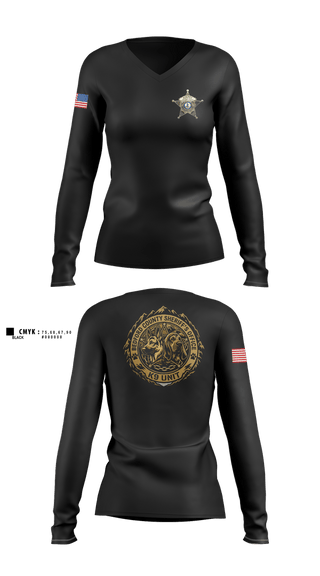 Womens Long Sleeve Vneck Shirt, Bedford County Sheriff K9 Unit, Police, Teamtime, Team time, sublimation, custom sports apparel, team uniforms, spirit wear, spiritwear, sports uniforms, custom shirts, team store, custom team store, fundraiser sports, apparel fundraiser