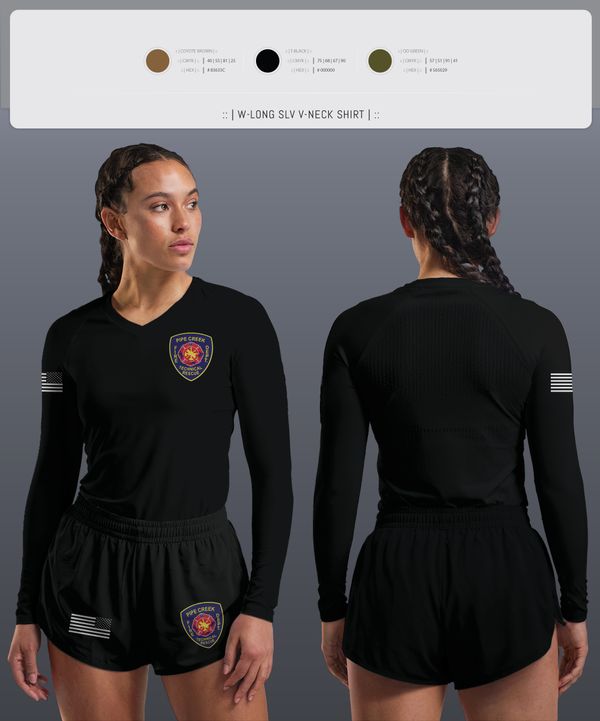 Womens Long Sleeve Vneck Shirt, PCFD, , Teamtime, Team time, sublimation, custom sports apparel, team uniforms, spirit wear, spiritwear, sports uniforms, custom shirts, team store, custom team store, fundraiser sports, apparel fundraiser