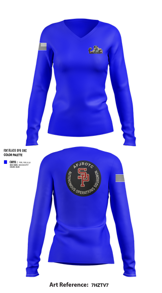Womens Long Sleeve Vneck Shirt, AFJROTC MS-081 DRONE TEAM, , Teamtime, Team time, sublimation, custom sports apparel, team uniforms, spirit wear, spiritwear, sports uniforms, custom shirts, team store, custom team store, fundraiser sports, apparel fundraiser