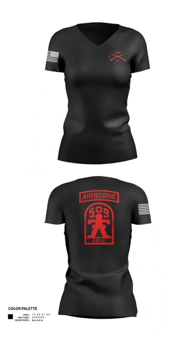 3-509th Parachute Infantry BN Able Nation 10459424 Women's Short Sleeve V-neck Shirt - 21