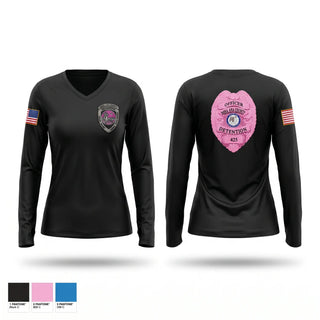 Womens Long Sleeve Vneck Shirt, Dona Ana County Detention Center, Police, Teamtime, Team time, sublimation, custom sports apparel, team uniforms, spirit wear, spiritwear, sports uniforms, custom shirts, team store, custom team store, fundraiser sports, apparel fundraiser