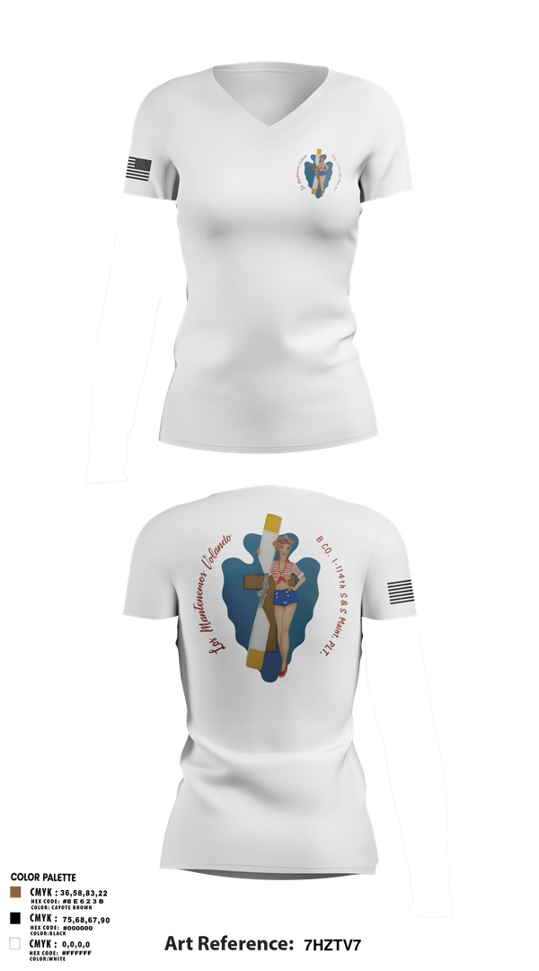 Womens Short Sleeve Vneck Shirt, B Co. 1/114th polo, Army, Teamtime, Team time, sublimation, custom sports apparel, team uniforms, spirit wear, spiritwear, sports uniforms, custom shirts, team store, custom team store, fundraiser sports, apparel fundraiser