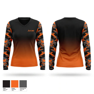 Womens Long Sleeve Vneck Shirt, Jucao, , Teamtime, Team time, sublimation, custom sports apparel, team uniforms, spirit wear, spiritwear, sports uniforms, custom shirts, team store, custom team store, fundraiser sports, apparel fundraiser