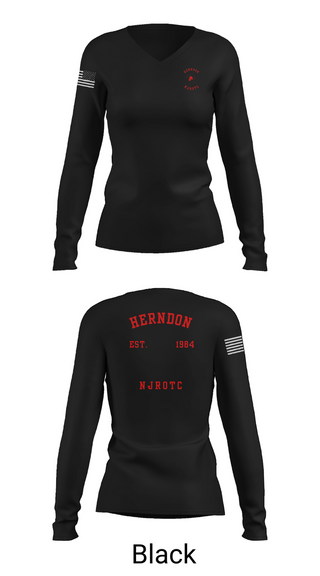 Womens Long Sleeve Vneck Shirt, Herndon HS NJROTCHerndon High School NJROTC, Spirit Store, Teamtime, Team time, sublimation, custom sports apparel, team uniforms, spirit wear, spiritwear, sports uniforms, custom shirts, team store, custom team store, fundraiser sports, apparel fundraiser