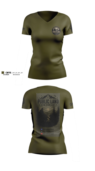Womens Short Sleeve Vneck Shirt, Public Land Bow Hunters, , Teamtime, Team time, sublimation, custom sports apparel, team uniforms, spirit wear, spiritwear, sports uniforms, custom shirts, team store, custom team store, fundraiser sports, apparel fundraiser