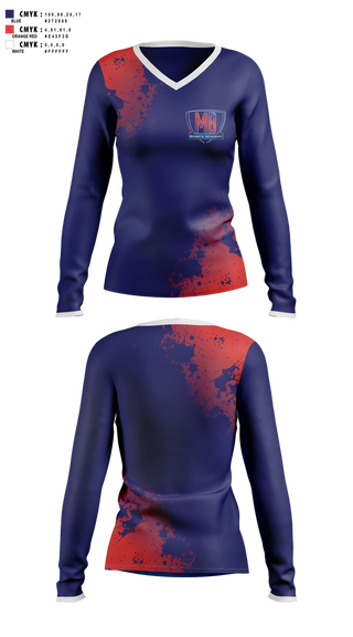 Womens Long Sleeve Vneck Shirt, MB Sports Academy, Golf, Teamtime, Team time, sublimation, custom sports apparel, team uniforms, spirit wear, spiritwear, sports uniforms, custom shirts, team store, custom team store, fundraiser sports, apparel fundraiser