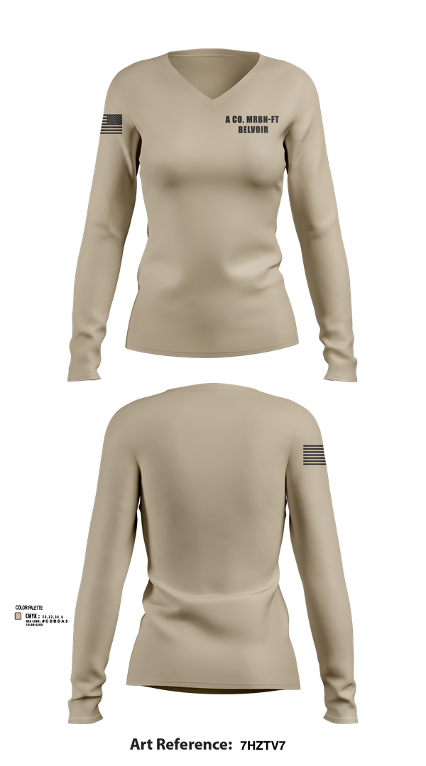 Womens Long Sleeve Vneck Shirt, A CO, MRBN-FT BELVOIR, , Teamtime, Team time, sublimation, custom sports apparel, team uniforms, spirit wear, spiritwear, sports uniforms, custom shirts, team store, custom team store, fundraiser sports, apparel fundraiser