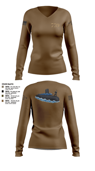 Womens Long Sleeve Vneck Shirt, USS Jefferson City, Navy, Teamtime, Team time, sublimation, custom sports apparel, team uniforms, spirit wear, spiritwear, sports uniforms, custom shirts, team store, custom team store, fundraiser sports, apparel fundraiser
