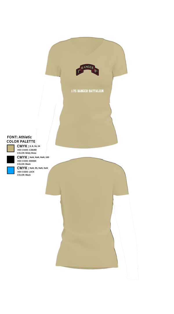 Womens Short Sleeve Vneck Shirt, 1/75 Ranger Battalion, Army, Teamtime, Team time, sublimation, custom sports apparel, team uniforms, spirit wear, spiritwear, sports uniforms, custom shirts, team store, custom team store, fundraiser sports, apparel fundraiser